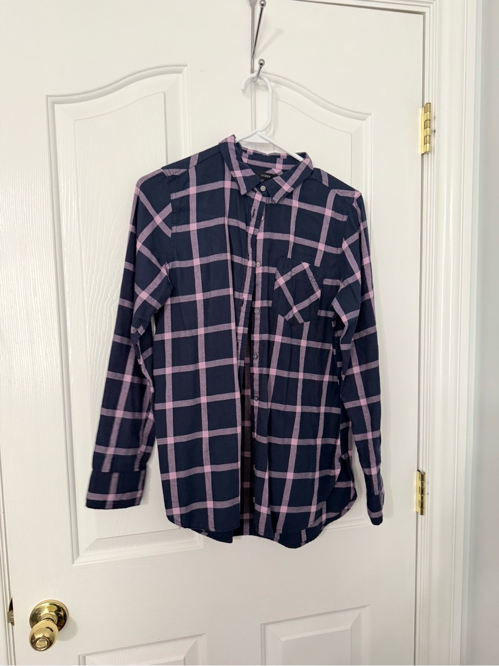 J. Crew women’s  Navy and Light Pink Check Button-Down Shirt size 4